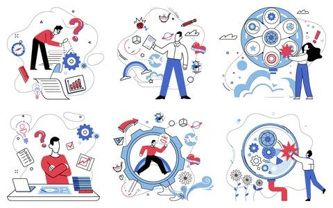 Thinking. Reflective intelligence is compass, steering ship through waves i.. Stock Illustration