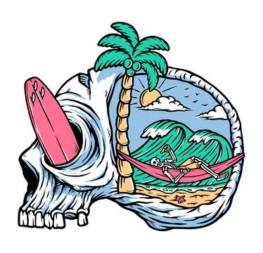 Thinking of relaxing on the beach Stock Illustration