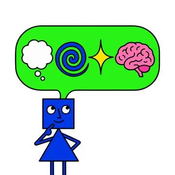 Thinking Robot with Brainstorming Symbols Stock Illustration