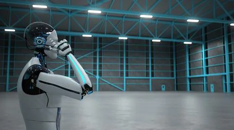 Thinking Robot Hangar Stock Illustration