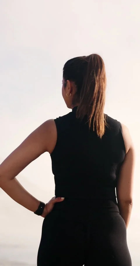 Thinking, runner and back of woman in nature for workout break, fitness vision Stock Footage 337477478