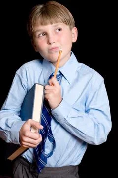 Thinking School boy student Stock Photos