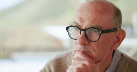 Thinking, senior man and serious at house with vision, depression and remember Stock Footage 319043881