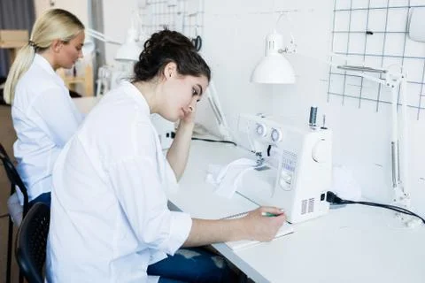 Thinking of sewing pattern Foto stock