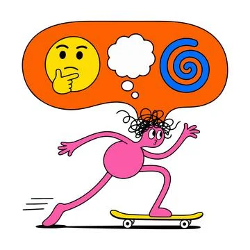 Thinking Skateboarder Stock Illustration