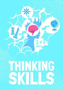 Thinking skills poster flat vector template 库存插图