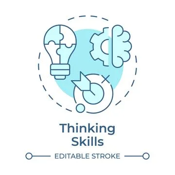 Thinking skills soft blue concept icon Stock Illustration