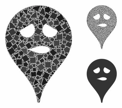 Thinking smiley map marker Mosaic Icon of Rugged Parts イラスト素材
