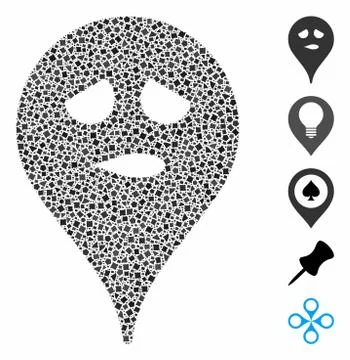 Thinking smiley map marker Mosaic Icon of Trembly Elements Stock Illustration