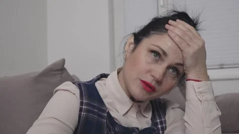 Thinking to solve problem pensive female thoughtfully at idea Stock-Footage 295304565