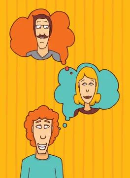 Thinking of someone else Stock Illustration