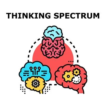 Thinking spectrum exploring human and artificial intelligence concepts Stock Illustration