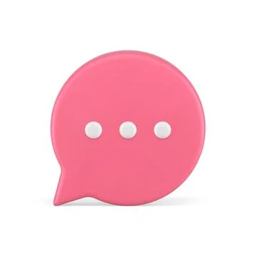 Thinking speech bubble social media chat message pink 3d icon realistic vecto Stock Illustration