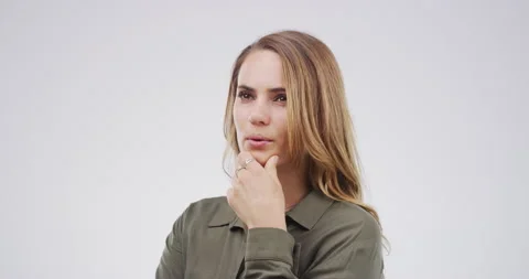 Thinking, studio face and business woman planning project, ideas and problem Stock Footage 254206478