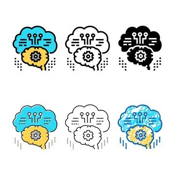 Thinking stylized system color icon vector Illustrazione stock