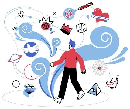 Thinking. In symphony solving problems, intelligence plays lead role, guide.. Stock Illustration