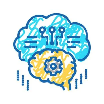 Thinking system icon doodle illustration Stock Illustration
