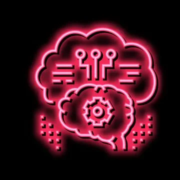 Thinking system neon glow icon illustration Stock Illustration