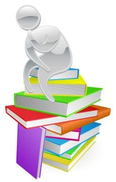 Thinking thinker on books Stock Illustration