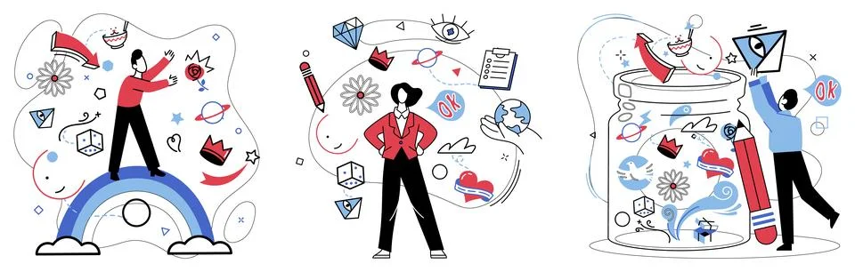 Thinking. Thoughtful analysis is architect, constructing bridges between is.. Stockillustratie