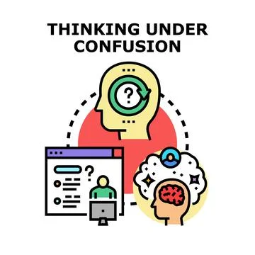 Thinking under confusion concept vector illustration Stock Illustration
