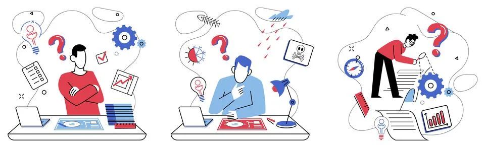 Thinking vector illustration. Brainstorming is laboratory, where alchemy idea イラスト素材