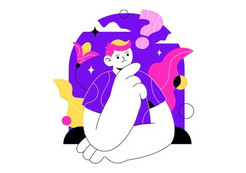Thinking Vector Illustration Featuring Thoughtful Person, Creative Mindset,.. Stock Illustration