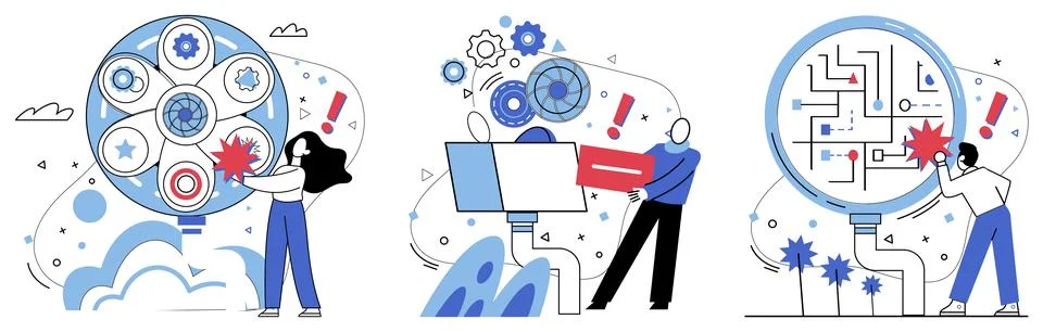 Thinking vector illustration. Reflective intelligence is lighthouse, guiding  Stock Illustration