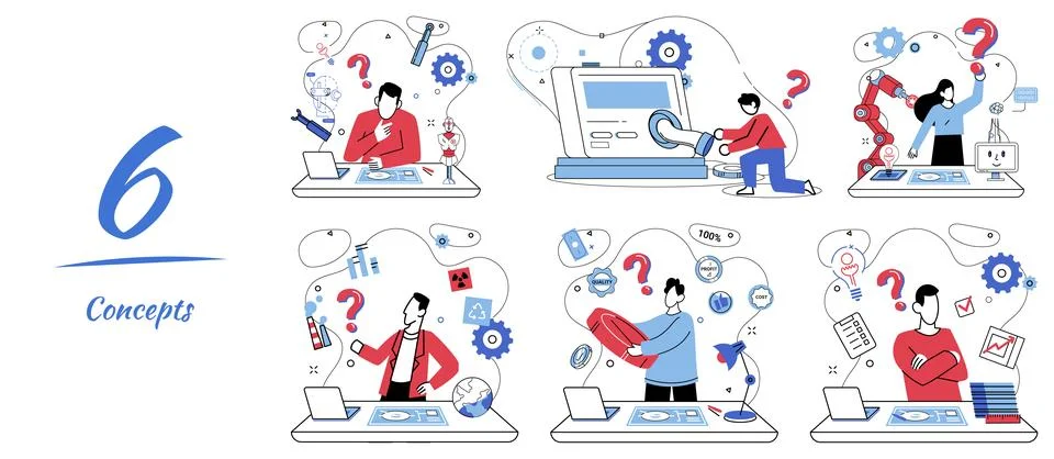 Thinking vector illustration. In symphony solving problems, intelligence play 스톡 일러스트