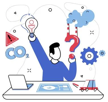 Thinking vector illustration. Thoughtful analysis is maestro, conducting symp Stock Illustration