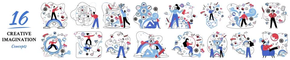 Thinking vector illustration. Thoughtful analysis is weaver, intertwining thr Stock Illustration