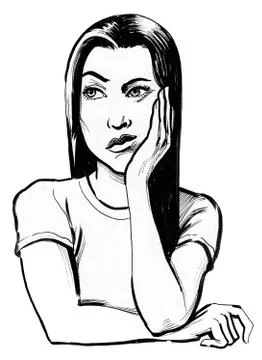 Thinking woman Illustrazione stock