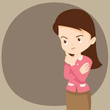 Thinking woman looking up on empty Stock Illustration