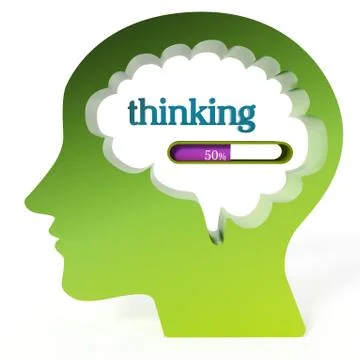 Thinking word and loading bar iin the brain. 3D illustration Stockillustratie