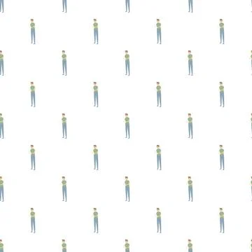 Thinking young man repeating pattern on a white background Stock Illustration