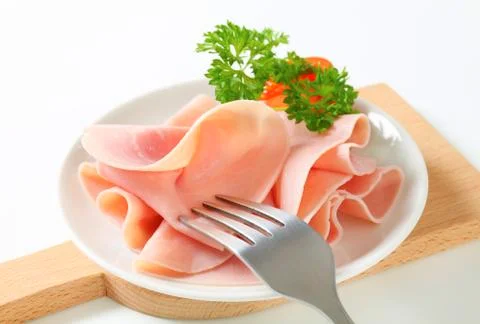 Thinly sliced ham Stock Photos
