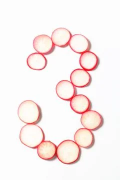 Thinly sliced radish - studio shot Stock Photos
