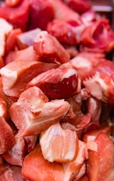 Thinly sliced raw beef meat Stock Photos