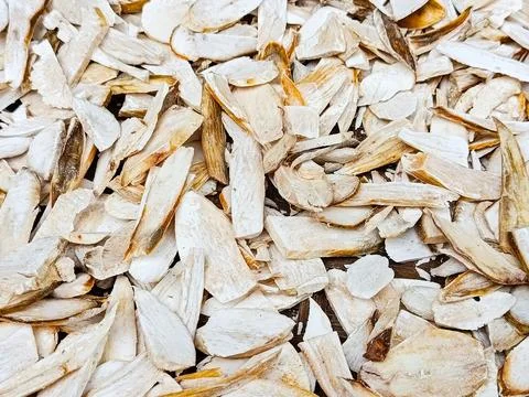 Thinly Sliced Raw Cassava Texture Background Natural Tapioca Root Chips for Food Stock Photos