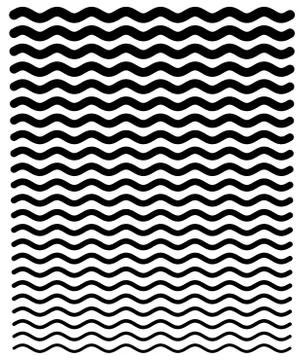Thinner and thicker wavy, zig-zag horizontal line elements Stock Illustration