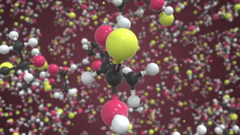 Thiolactic acid molecule made with balls, isolated molecular model. Looping 3D Stock Footage 164356401