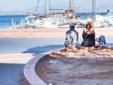 Third age couple wait Stock Photos