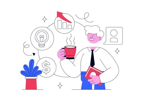 Third Age Entrepreneurs Vector Illustration Featuring Small Business Growth.. Stock Illustration