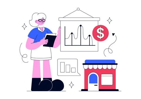 Third Age Entrepreneurs Vector Illustration Featuring Small Business Growth.. Stock Illustration
