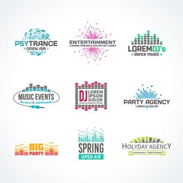 Third big set music equalizer emblem vector elements Stock Illustration