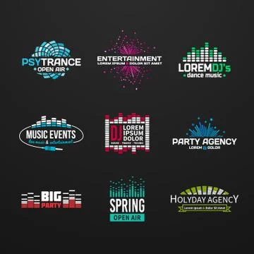 Third big set music equalizer emblem vector on dark background Stock Illustration