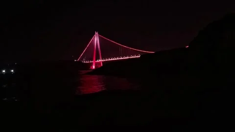 Third Bosphorus Bridge Night View Istanbul Stock Footage 337589309