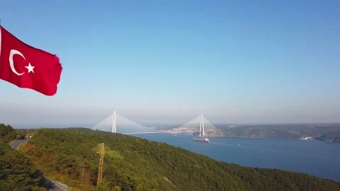 Third bridge and flag Stock Footage 233943641