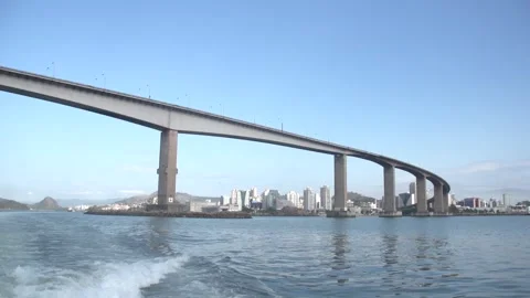 Third bridge seen from a moving boat in Vitória, ES, Brazil. Stock Footage 274431291