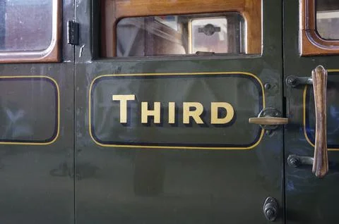 Third Class carriage door and window at Sheffield Park station East Sussex Stock Photos